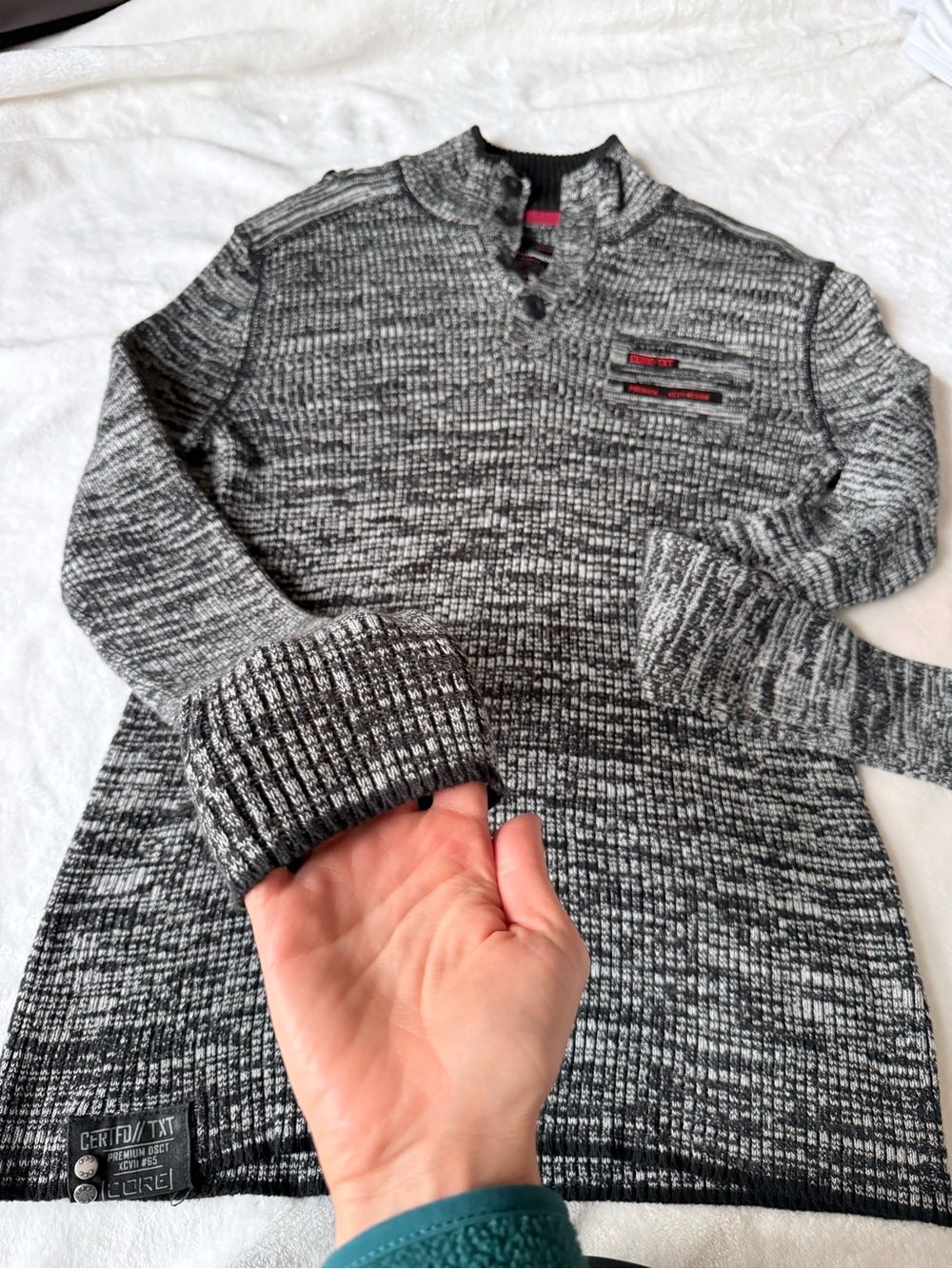 Men's Marled Knit Pullover Sweater - Black/Gray - Picture 2 of 11